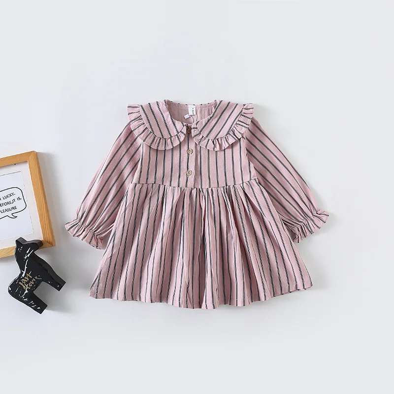 Платье принцессы в полоску с длинными рукавами Корейском стиле для милых
