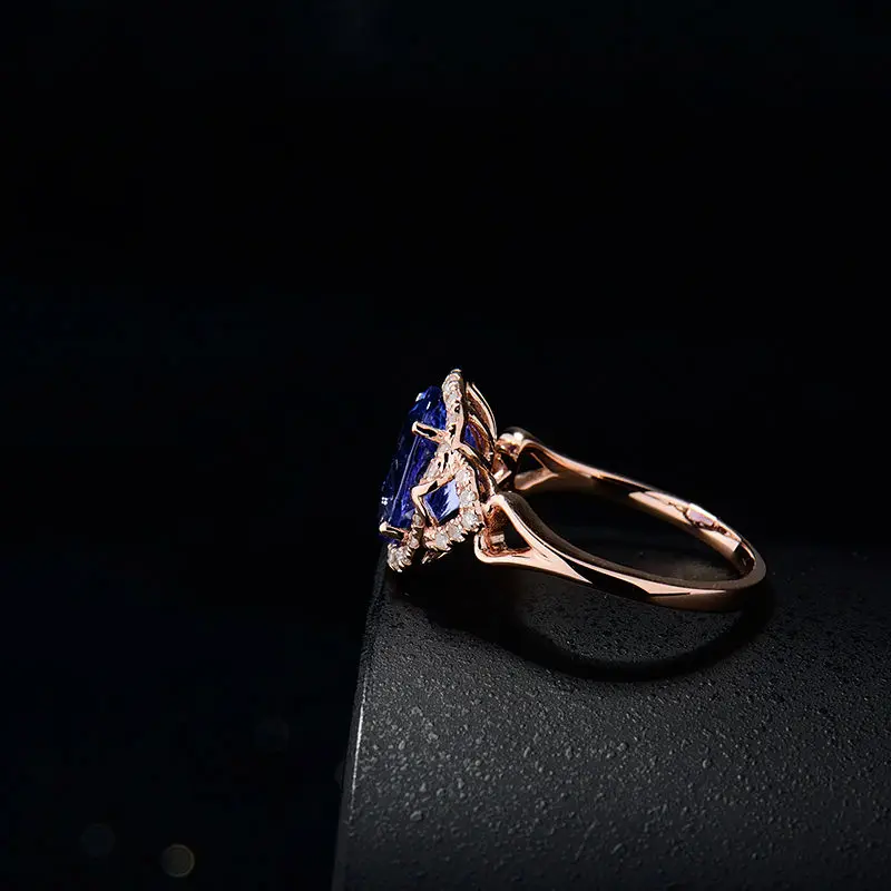 AAA натуральная драгоценный камень с природными алмазами танзанит Обручение
