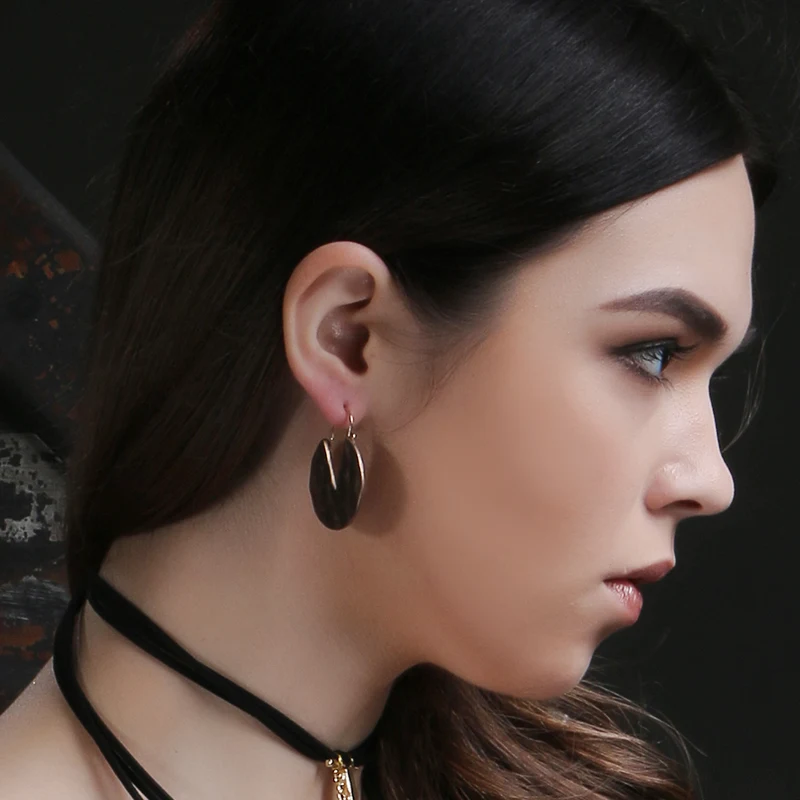 Уникальные Круглые рельефные серьги капли с V образным зазором в стиле ретро