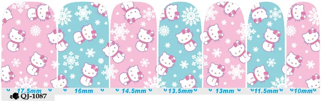 14 шт./лист 14 Тип hellokitty ногтей Обертывания 3D на весь ноготь Стикеры дизайнерские наклейки для ногтей Переводные картинки макияж тату Маникюр Инструмент - Цвет: QJ-1087 1sheet