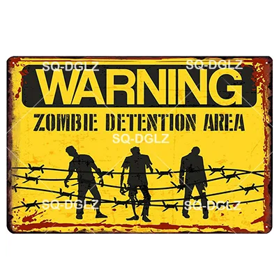 [SQ-DGLZ] Предупреждение Area 51-металлическая жестяная вывеска Предупреждение зомби налета Краски Настенный декор опасности Краски ing бляшек