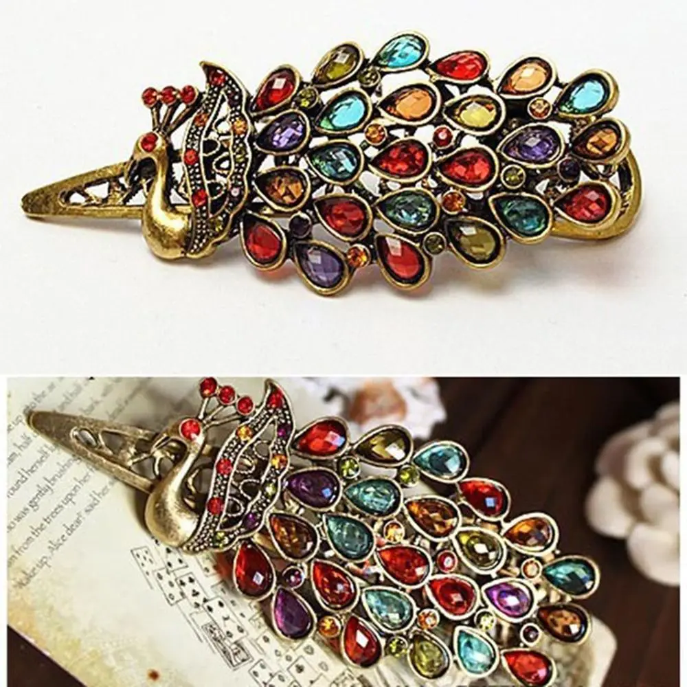 1 шт. Новая женская Винтажная заколка для красочный павлин из страз волос |