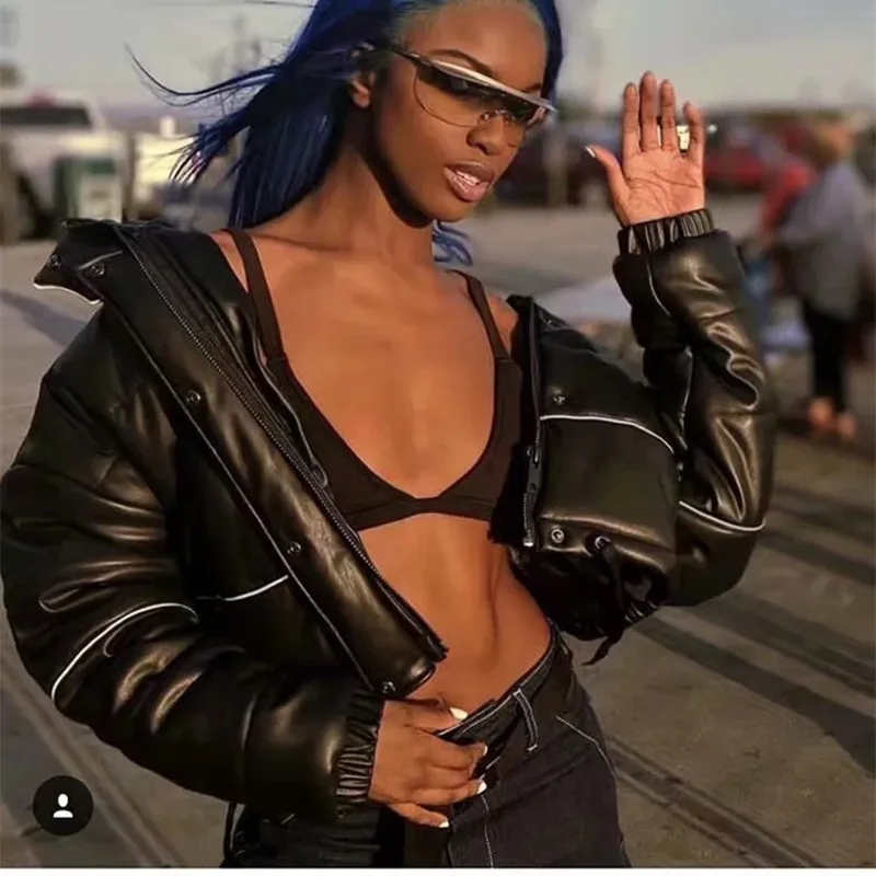 Новинка 2018 Брендовые женские пальто уличные парки из искусственной кожи зимние