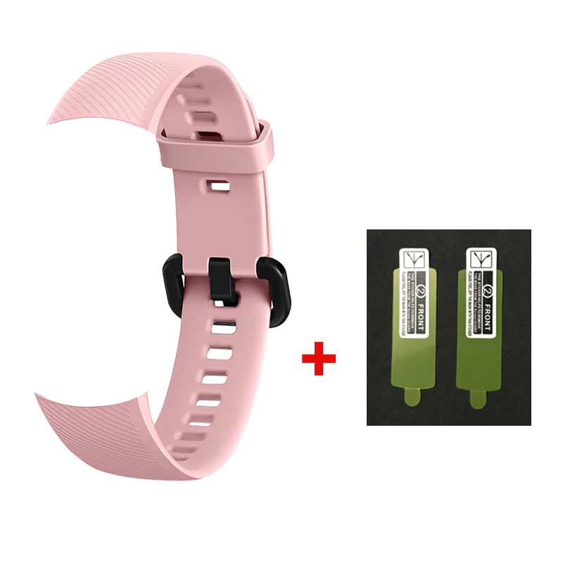 pink 3 в 1/упаковка Honor Band 4 ремешок силиконовый браслет для оригинального huawei Honor Band 4 умный браслет на запястье huawei Band 4 пленка - Цвет: pink