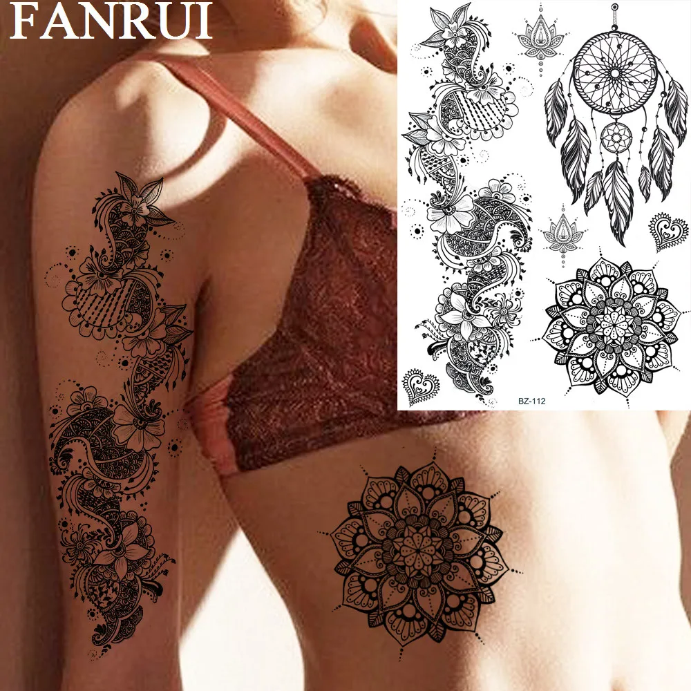 Ловец снов FANRUI перо из ротанга Временные татуировки наклейка черная хна для