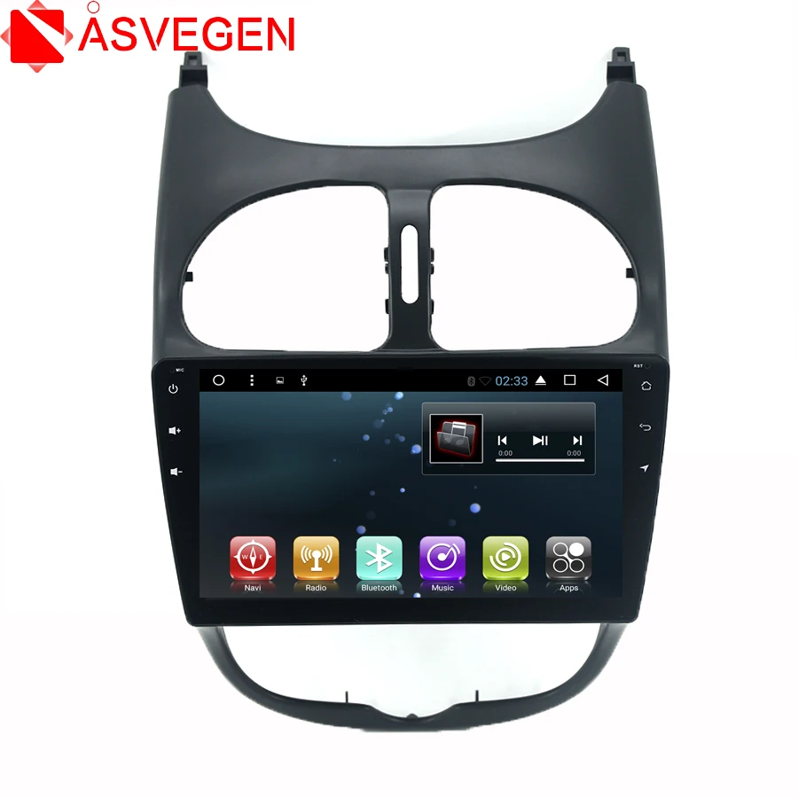 Автомагнитола Asvegen 9 дюймов 2 ГБ + 32 Android 7 1 HD сенсорный экран для PEUGEOT 206 стерео Bluetooth