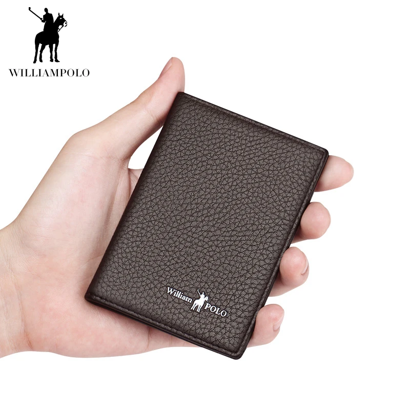 Мужской тонкий кошелек WILLIAMPOLO модный короткий из натуральной кожи для вождения с