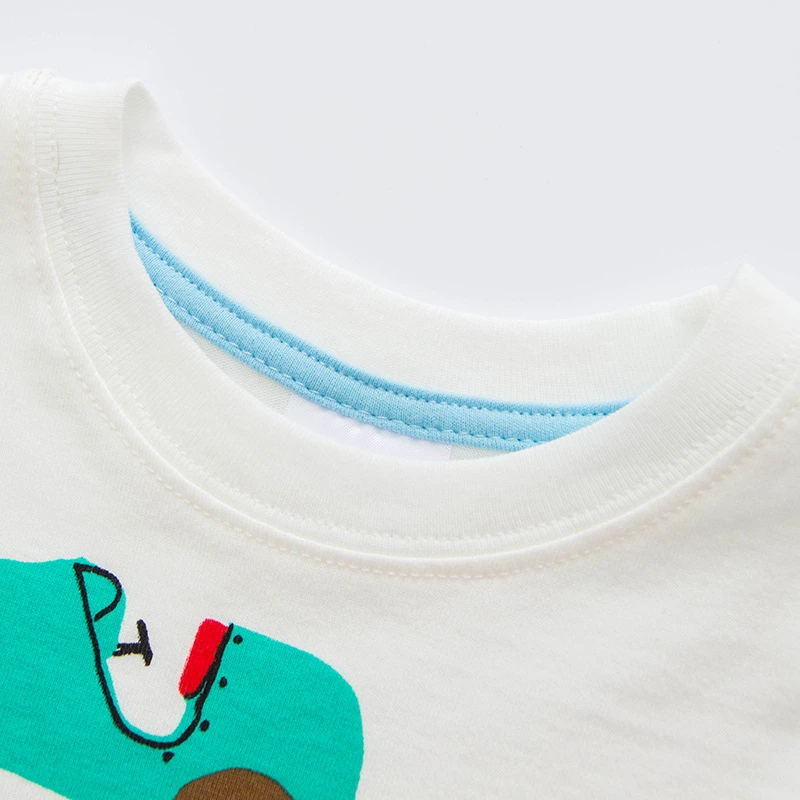 Хлопковые рубашки для маленьких мальчиков Детская летняя футболка с цветным