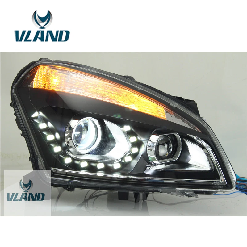 VLAND завод для автомобиля светильник Qashqai головной 2011 2015 светодиодный с DRL H7 Xenon Bi