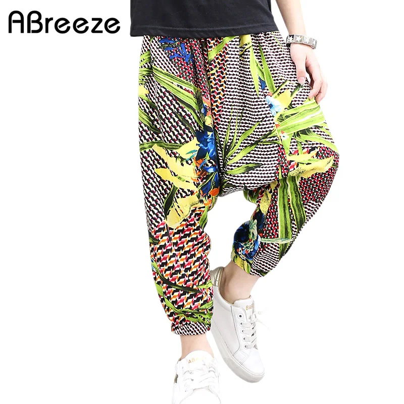 Fashion kids cross pants New loose summer children's classic beach style boys &amp girls cotton calf length boys|Брюки| |