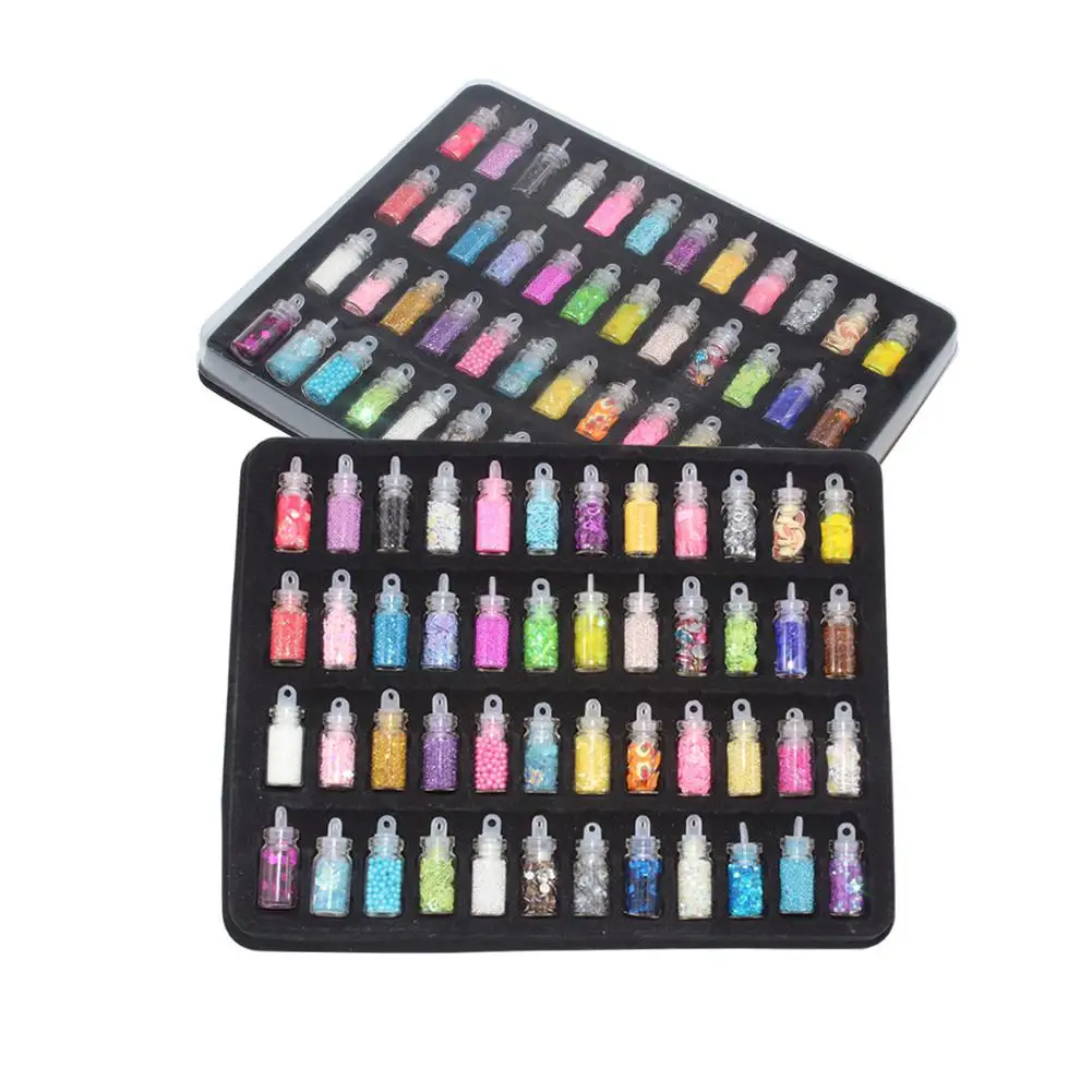 48 Bottles DIY Nail Makeup 3D Crystal Nail Art Powder Sequins Decor Glitter Manicure Tips Beauty Nails Decoration Set Random