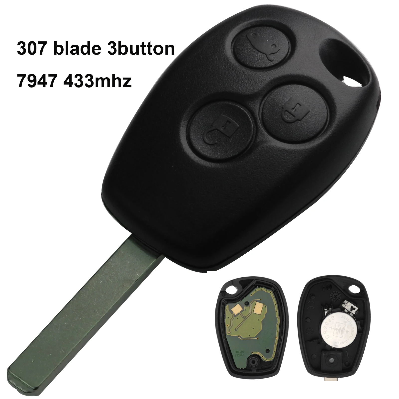 3 Button Jingyuqin 2/3 кнопки 433 МГц PCF7947 чип дистанционного ключа автомобиля оболочки для Renault/Kangoo II/Clio III Duster модус Twingo DACIA Logan - Цвет: 3 Button