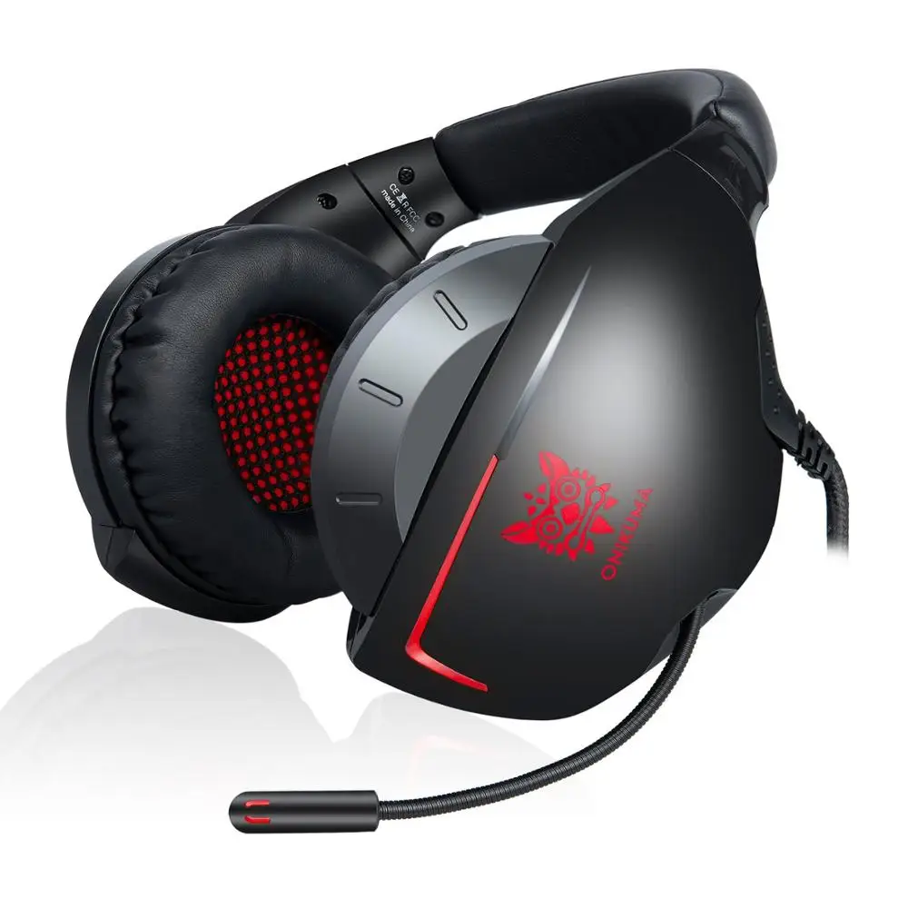 Black-red Игровая гарнитура ONIKUMA K7 для мобильных игр, гарнитура для электронных видов спорта с микрофоном, стерео объемная USB гарнитура для ПК и ноутбука - Цвет: Black-red