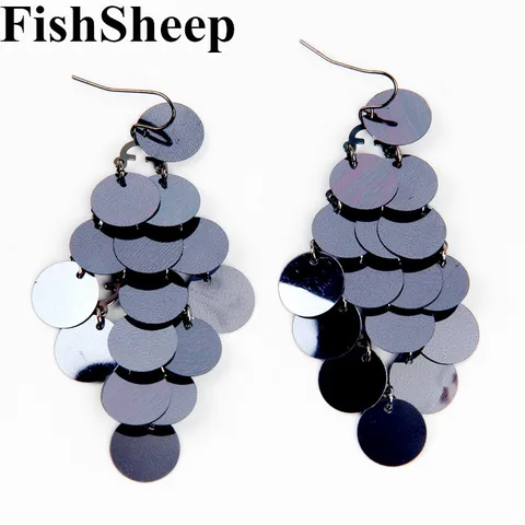 FishSheep винтажные чёрные серьги-подвески