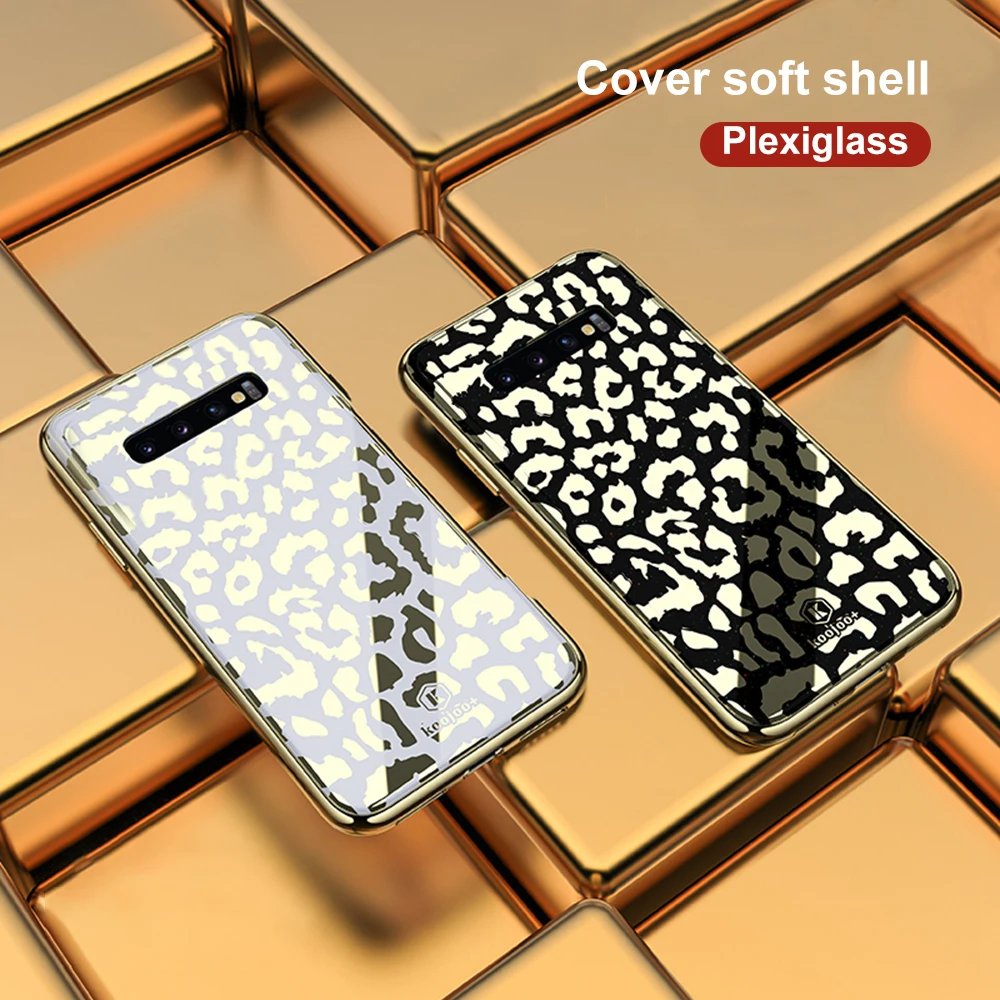 OTAO покрытие стекло Леопардовый принт чехол для Samsung Galaxy S9 S10 Plus S10e Жесткий ПК Note 9