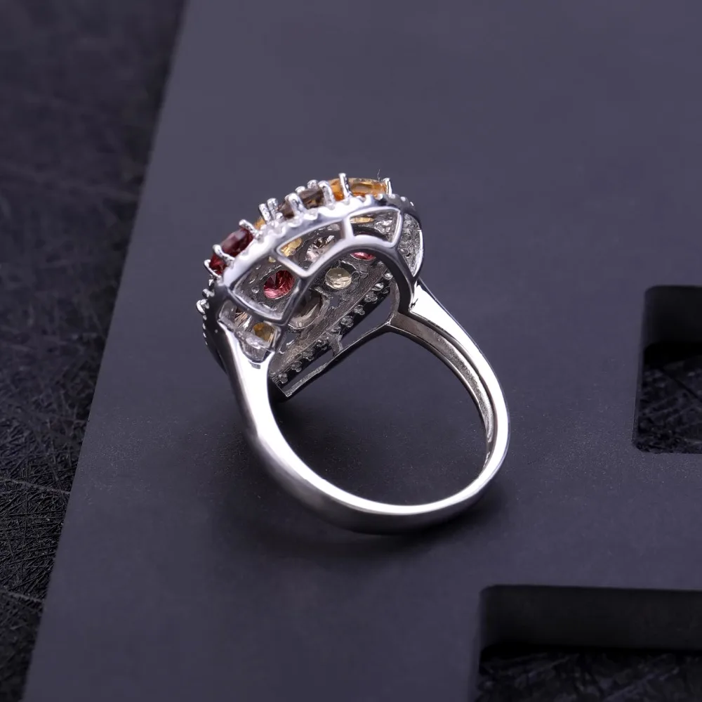 GEM'S балет роскошный 925 пробы Серебряный набор украшений для женщин натуральный дымчатый кварц цитрин висячие серьги набор колец хорошее ювелирное изделие