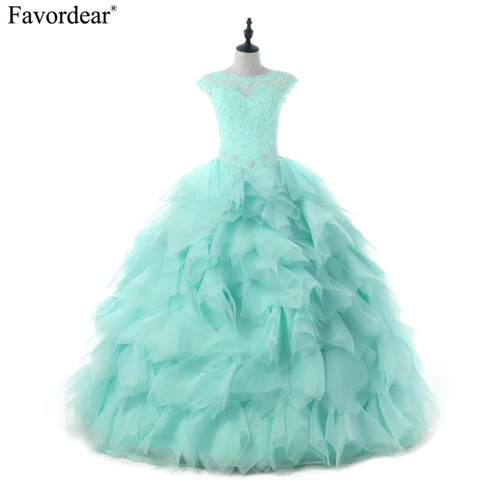 Favordear/бальное платье принцессы с рукавами крылышками праздничное Vestido De 15 Anos lace