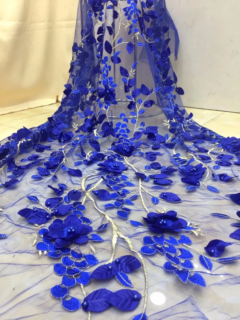 2018 New Style French Net Lace Fabric Flower African Tulle Mesh High Quality XZ64 | Дом и сад