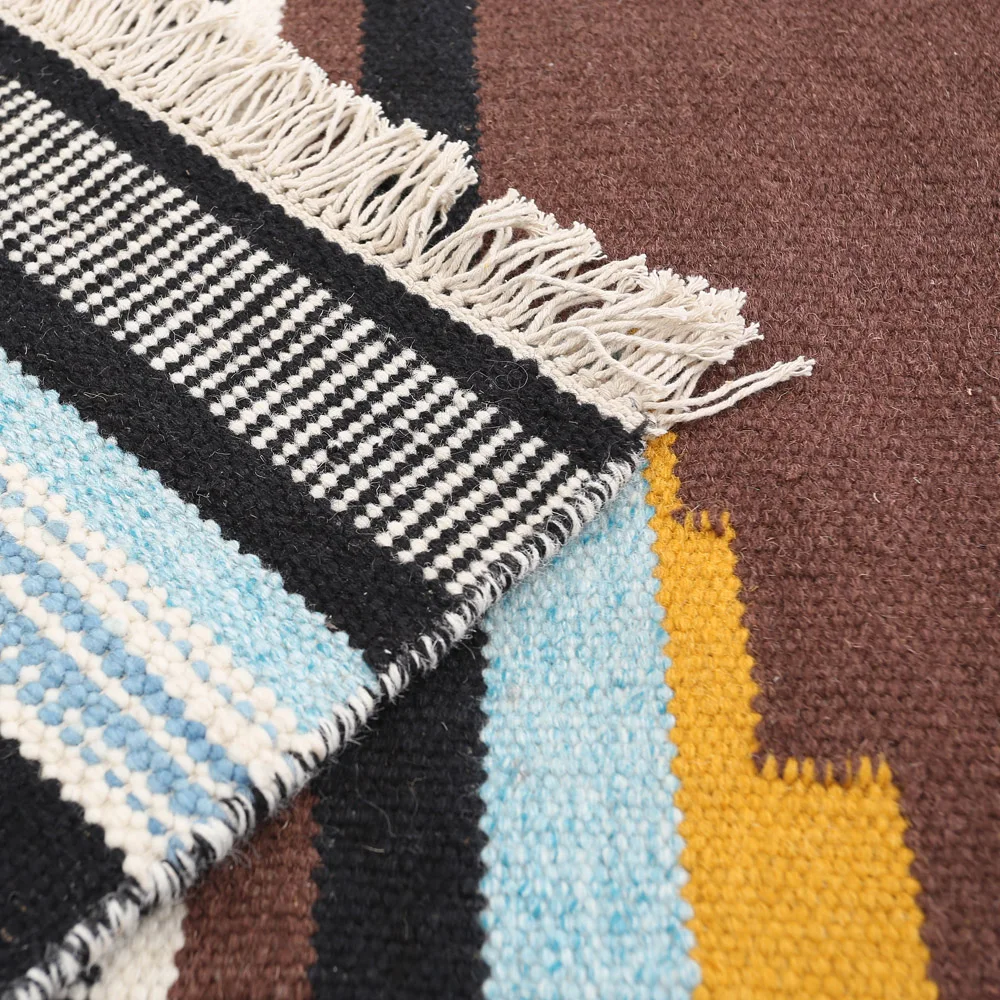 100% шерсть ручной работы ковер для гостиной геометрический индийский синий