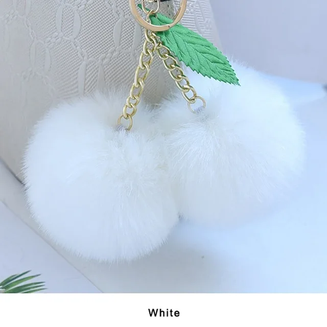 Корейский меховый брелок-помпон кролик мех мяч брелок для ключей porte clef pompom de fourrure сумка с помпонами Подвески вишня автомобильный брелок - Цвет: 2