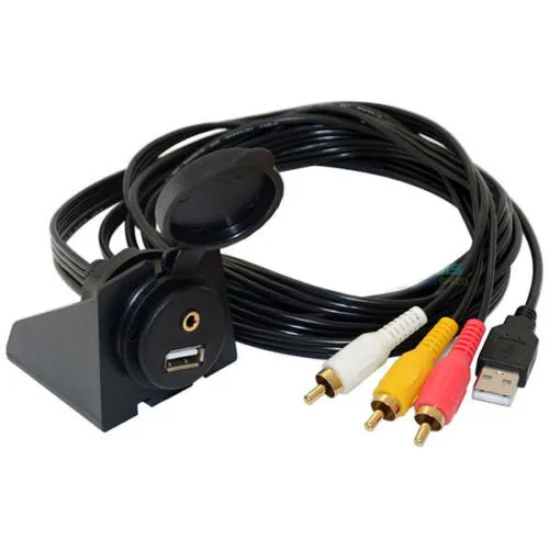 Удлинительный кабель для приборной панели с разъемами USB и 3 5 мм на 3RCA AUX монтажным