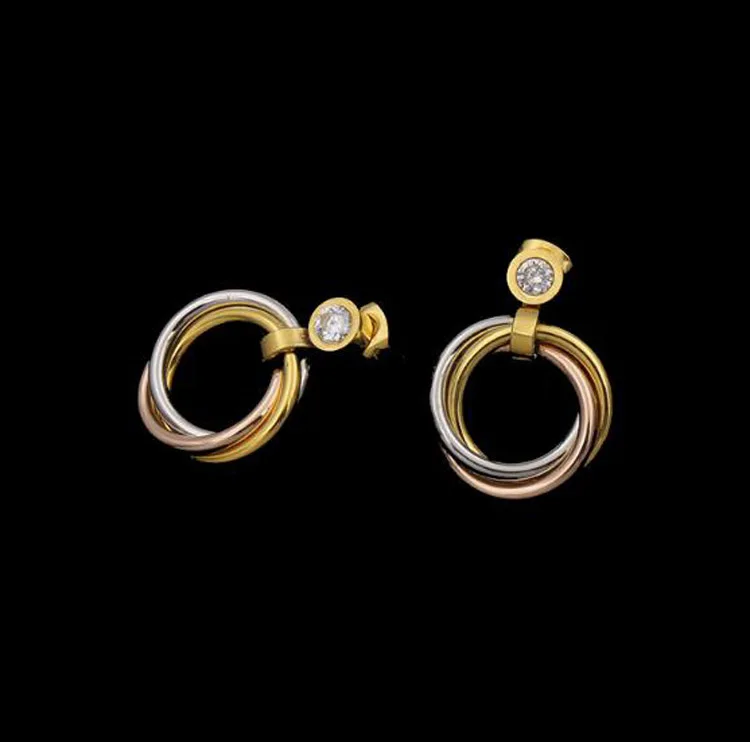 Оптовая продажа модное простое трехцветное стальное колье с инкрустацией C