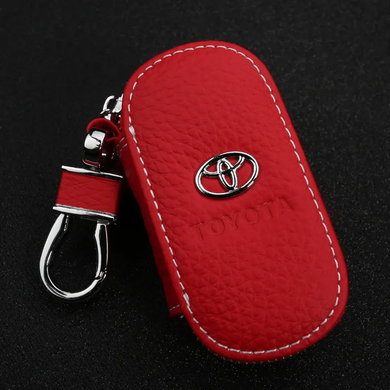 Leather Fob Case For Toyota RAV4 Camry Highlander Corolla Prado Avensis Yaris Auris Car Key Shell With Logo | Автомобили и