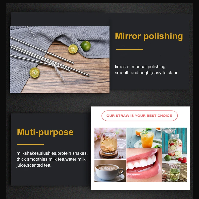 Многоразовые металлические соломинки из нержавеющей стали 200 шт./лот оптом E co