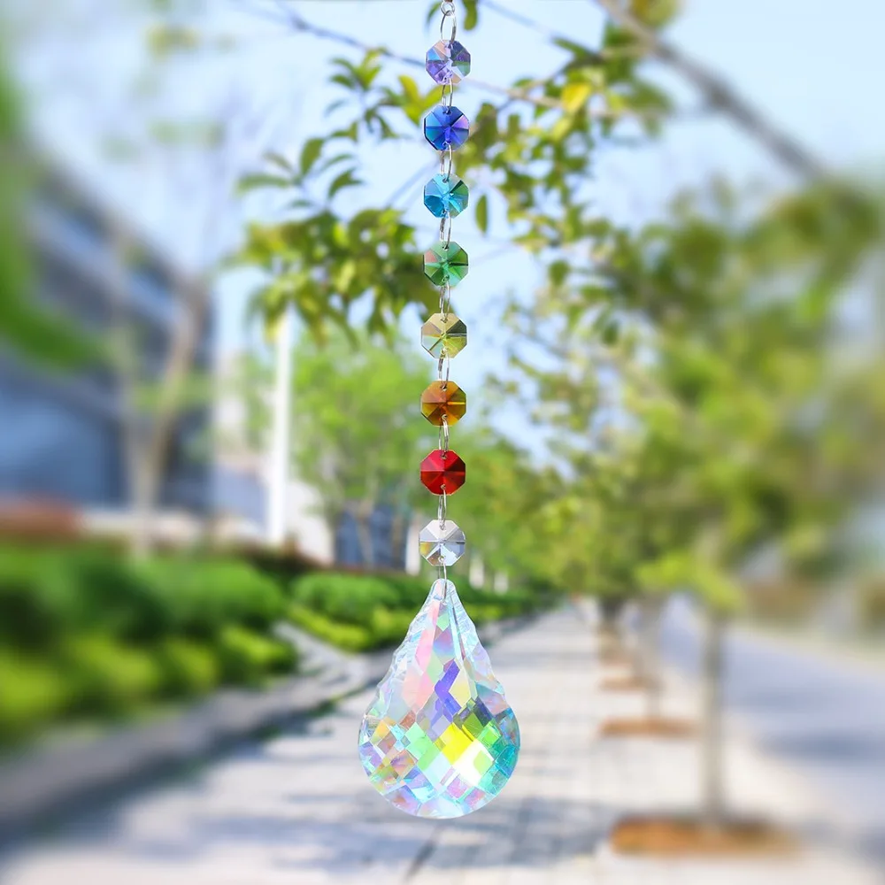 H& D Chakra Suncatcher Crystal AB призмы ручной работы Радужный шар подвеска-маятник 76 мм висячая Защита от солнца для декор домашнего окна