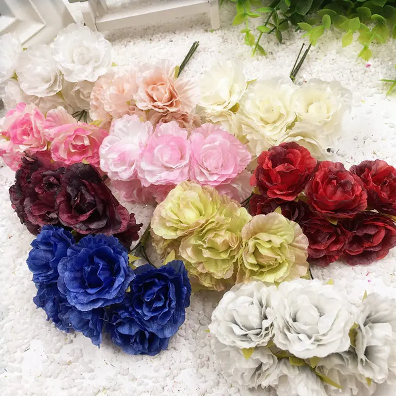 12 шт./3 см искусственные шелковые букеты розы свадебное украшение венок сделай