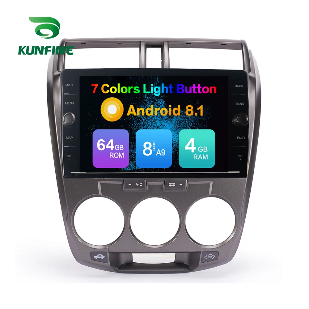 Восьмиядерный 4 Гб ОЗУ 64 ПЗУ Android 8 1 автомобильный DVD GPS плеер Deckless стерео для Honda city