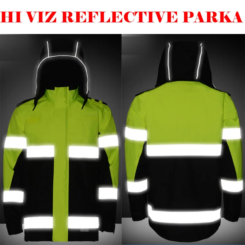 SFVest Hi Viz Водонепроницаемая двухцветная желтая парка штормовая Светоотражающая