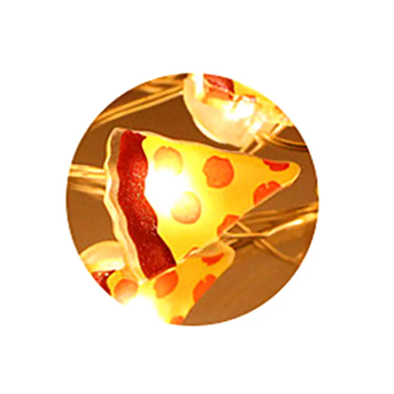 Pizza -E Рождественская Декоративная гирлянда с единорогом, 2 м, смайлик, пицца, арбуз, Санта Клаус, Сказочная гирлянда, праздничное, свадебное украшение - Испускаемый цвет: Pizza -E