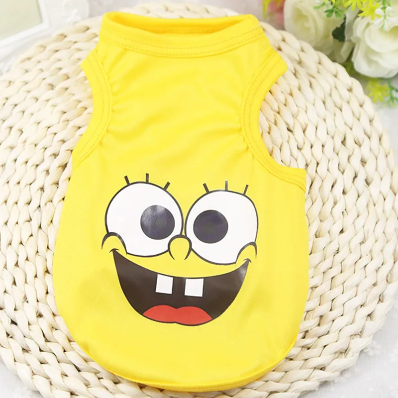 Vest-Spongebob Мультяшный щенок, кошка, толстовка с капюшоном, зимняя одежда для домашних животных, для маленьких собак, французский бульдог, мопс, куртка, одежда для домашних животных, костюм - Цвет: Vest-Spongebob