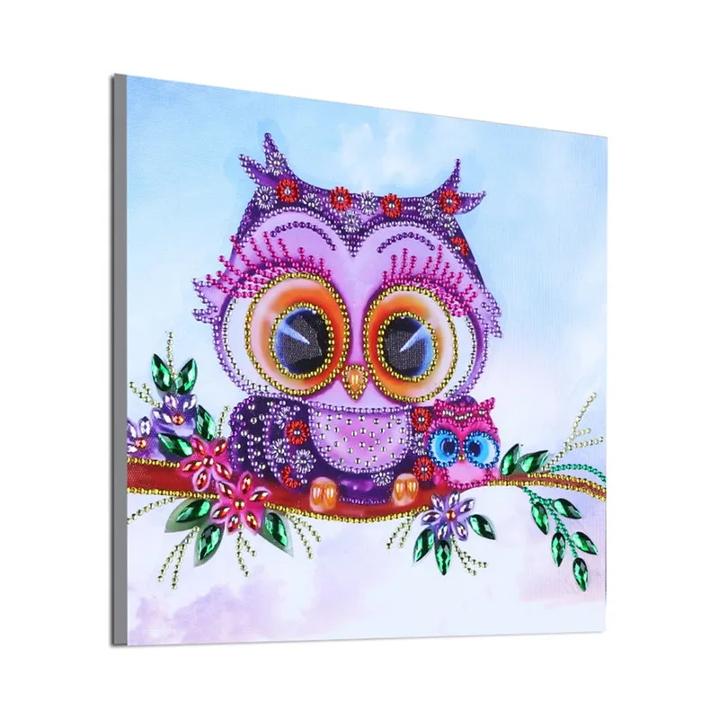 Алмазная живопись особой формы с изображением милой совы | Дом и сад