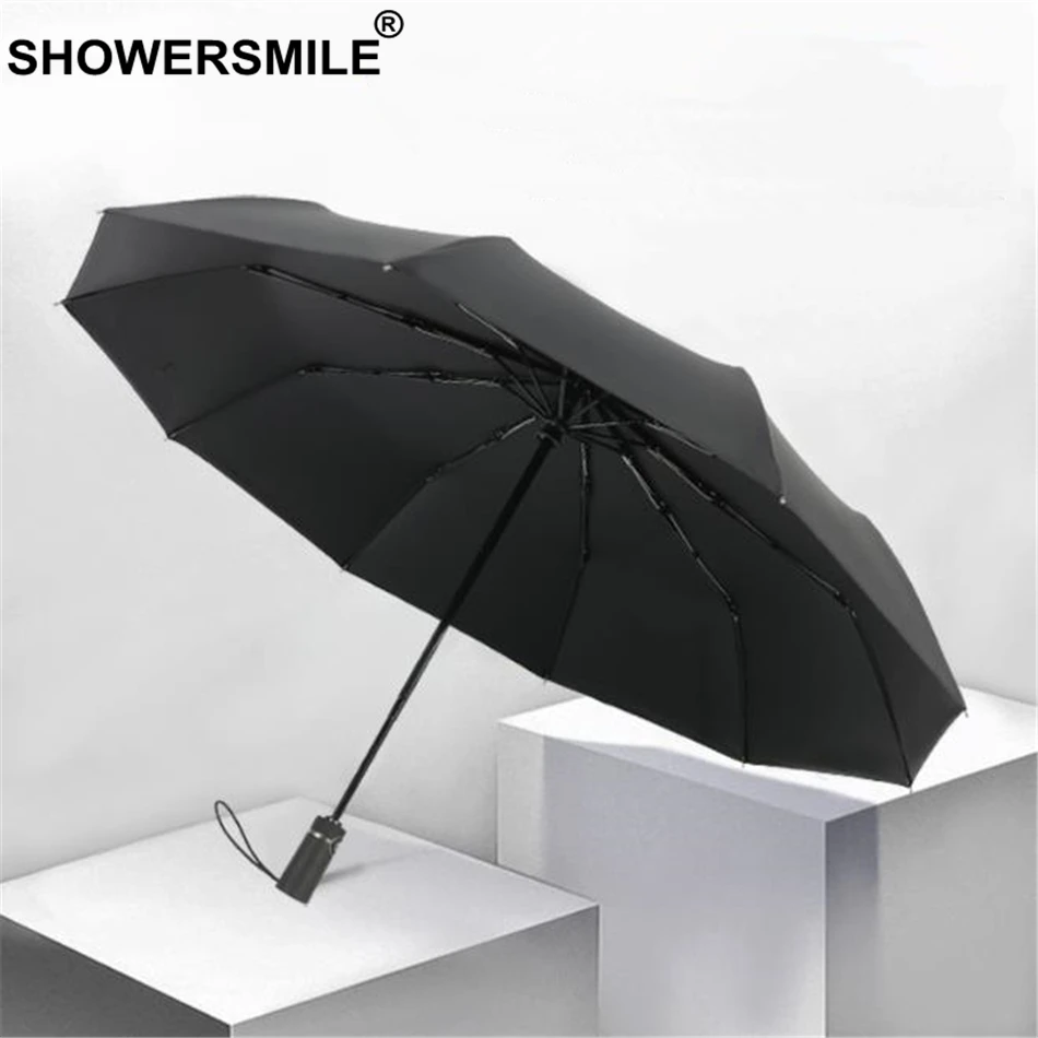 SHOWERSMILE зонт от солнца и дождя 10 ребер Для мужчин ветрозащитный 3 складной
