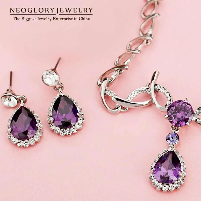 Neoglory aaa циркон Auden стразы очаровательные ювелирные наборы с ожерельем и серьгами