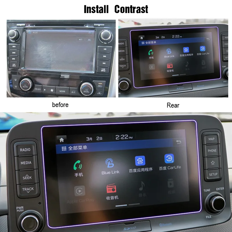 Для hyundai Kona Encino аксессуары gps навигационный экран стальное стекло защитная пленка контроль ЖК-экрана