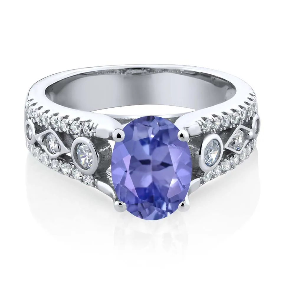 Танзанитное кольцо GemStoneKing 1 72 Ct натуральный голубой Танзанит стерлингового