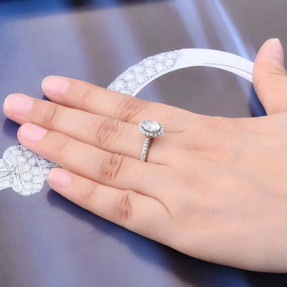 1.97ct овальное кольцо с искусственным бриллиантом изысканные кольца Halo