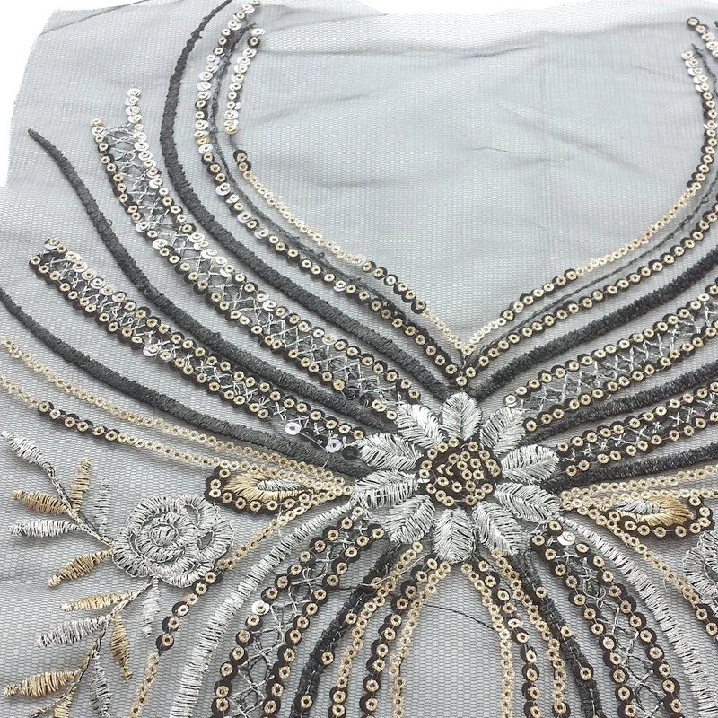 1 шт. вышитый бисером Стразы воротник вышивка аппликация шнур хрустальные