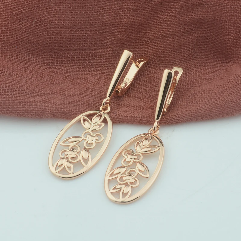 Женские серьги-капельки FJ круглые серьги в форме цветов розового золота 585 |