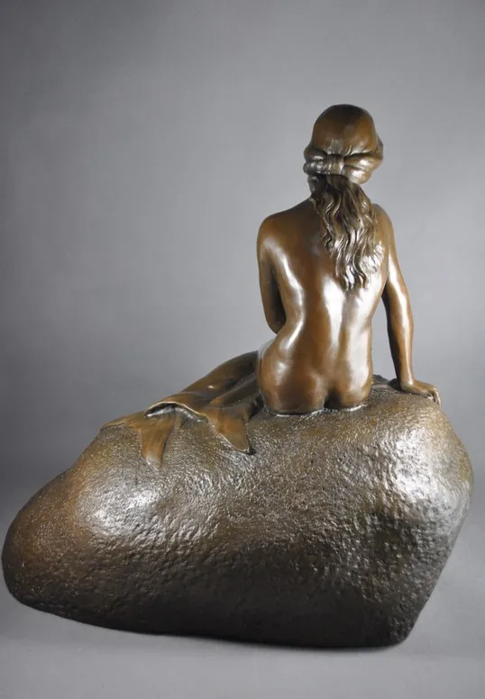 Arts Crafts Copper Hot Antiques Danish Metal Mermaid Art Statue Western World Famous Bronze Sculpture Sexy Nude Belle Girl Figur | Дом и сад