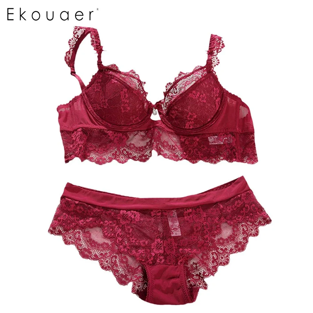 Ekouaer сексуальный комплект нижнего белья кружевного женский кружевной с