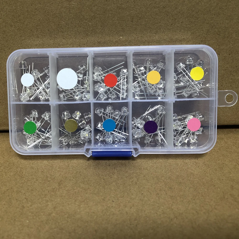 100 шт./кор. микс 5 мм LED F5 набор соломенных шапок теплый белый зеленый красный синий