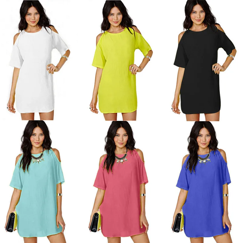 Женское сексуальное платье с открытыми плечами 2018 летнее шифоновое коротким