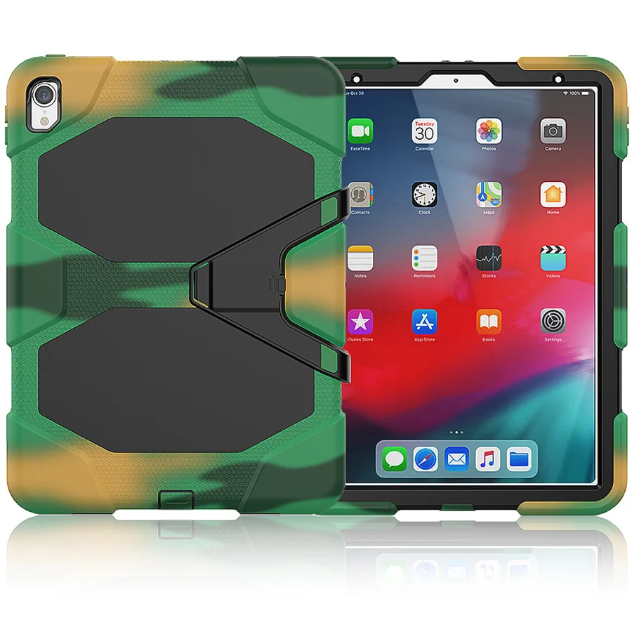 Camouflage Для iPad Pro 11, чехол Funda, модель A80, для детей, кожа, военный, сверхпрочный, силиконовый+ PC, прочный Чехол-подставка для нового iPad Pro, 11 дюймов - Цвет: Camouflage