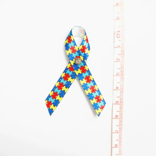 

500pcs Autism Awareness Puzzle Ribbon Lapel Pins with Butteryfly Clutch Pin Free Shipping
