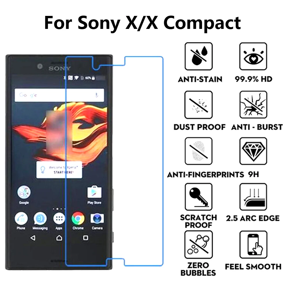 2Pcs 9H 2.5D Premium Screen Protector Film For Sony Xperia X / Dual F5121 F5122 5.0&quot Glass Compact Tempered | Мобильные телефоны