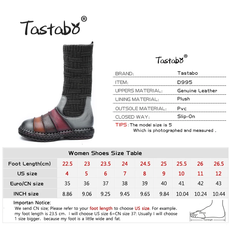 Tastabo Boots Women Genuine Leather Boots Shoes Woman Autumn Handmade Lady soft Flat shoes Casual Women's shoes